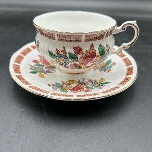 Elizabethan Indian Tree Floral Porcelain Teacup and Saucer Set